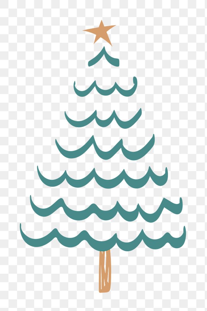 Christmas tree sticker png transparent, cute doodle clipart in green 