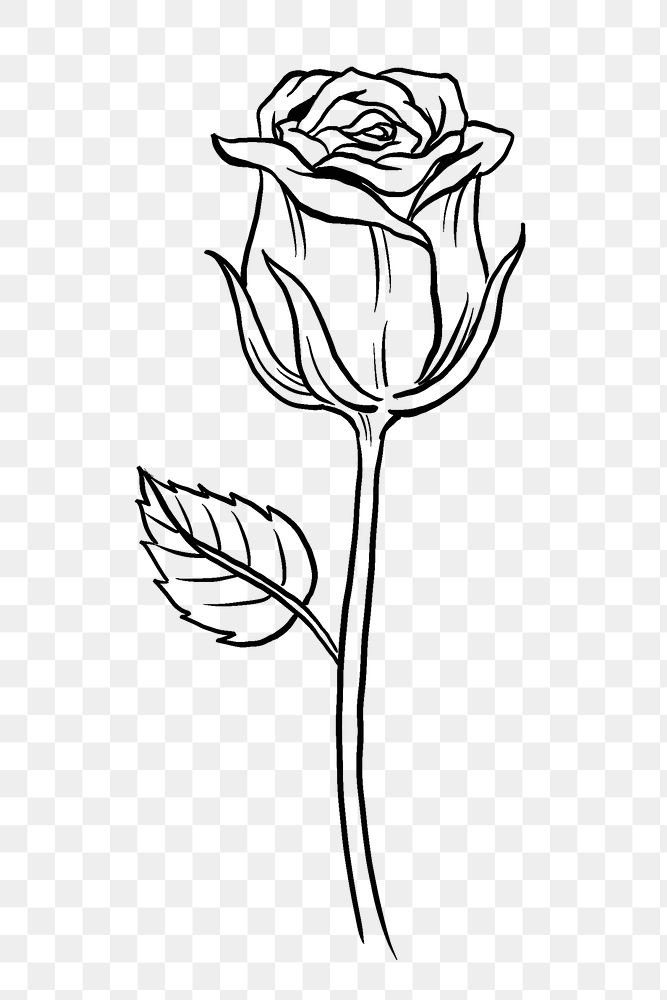 Vintage rose flower png tattoo art, black botanical sticker