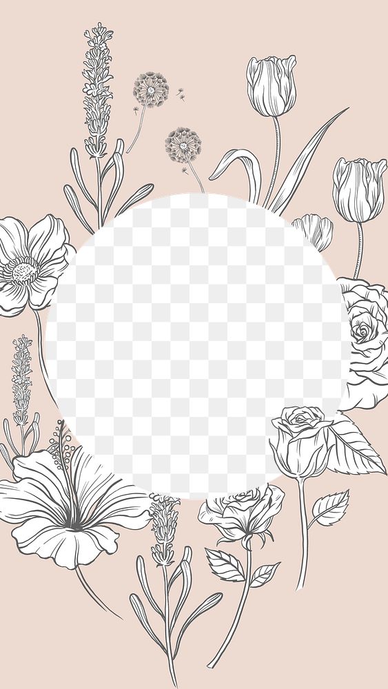 Aesthetic flower png transparent background, vintage botanical frame