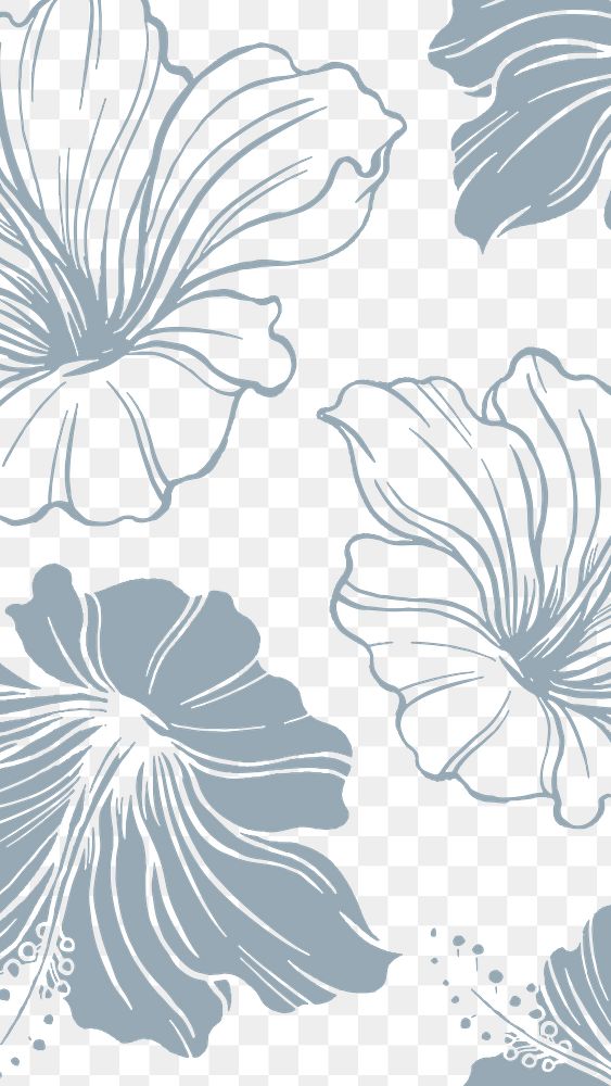 Hibiscus flower pattern png background, botanical transparent design