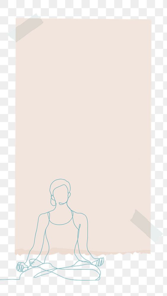 Blank note png frame, yoga woman line art element graphic