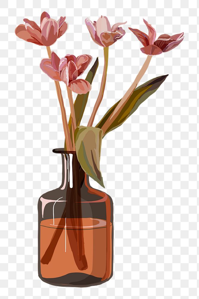 Tulip flower png sticker, aesthetic feminine illustration