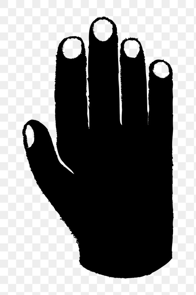 Hand stop png sign, cute doodle sticker, black and white design