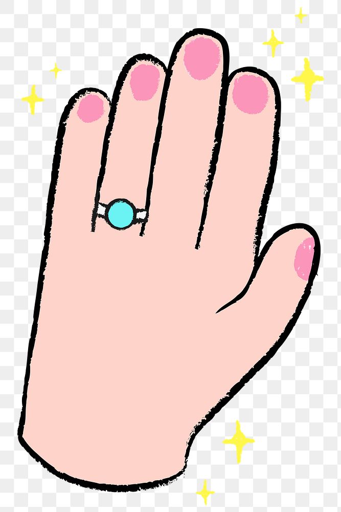 Feminine hand palm png doodle, colorful clipart on transparent background