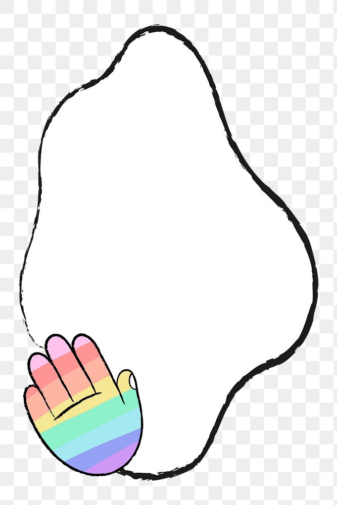 LGBTQ+ rainbow png frame background, cute pastel doodle in transparent design