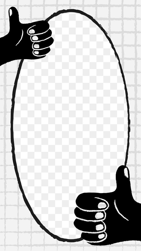 Thumbs up frame png transparent background, cute gesture doodle