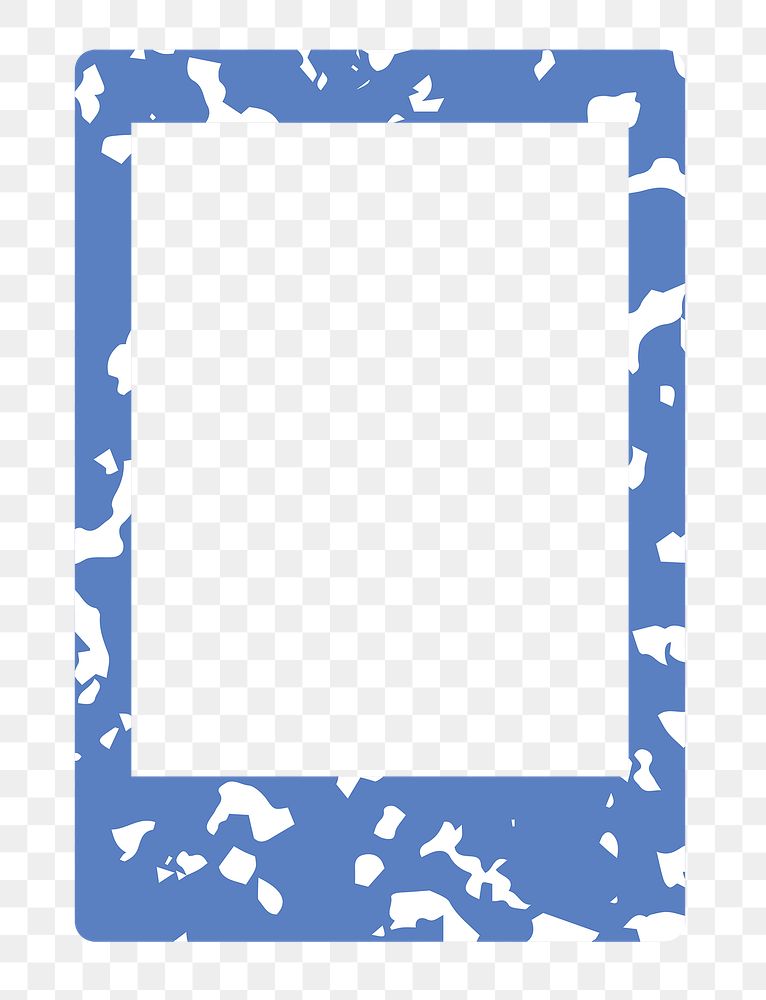 Blue terrazzo frame sticker png with transparent background 