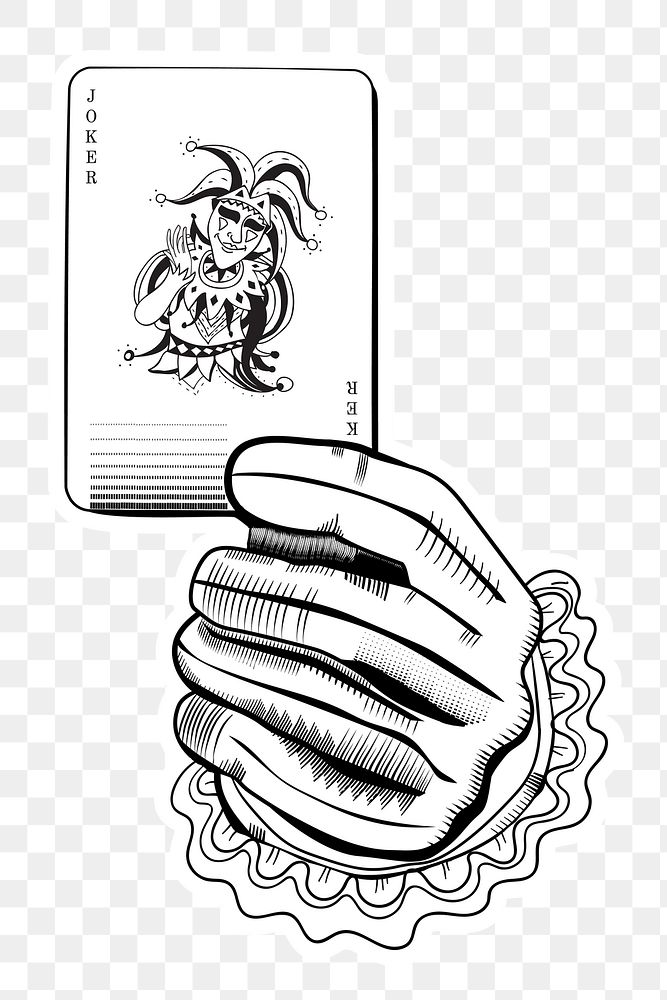 Hand with joker poker card png