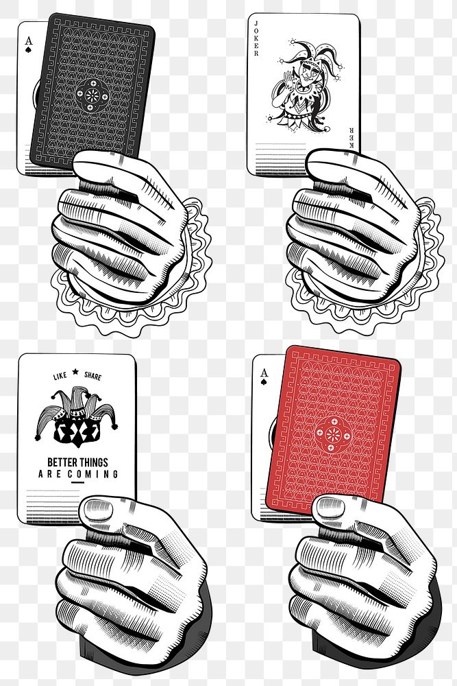 Holding casino playing cards png collection