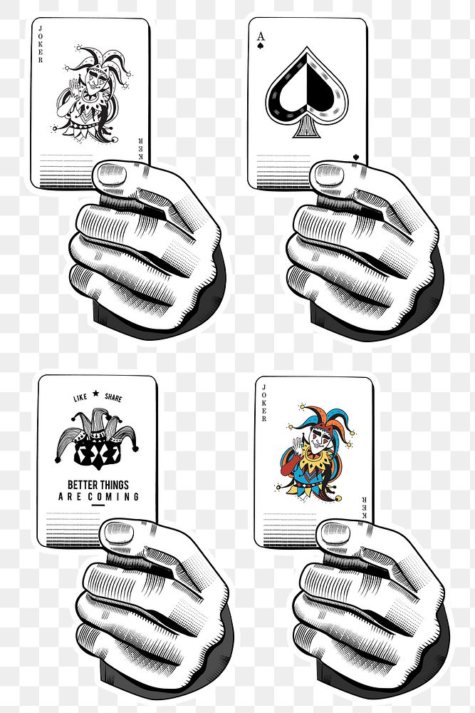 Holding playing cards png collection