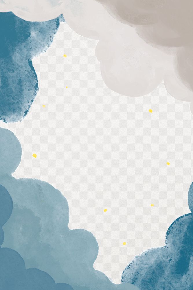 Watercolor clouds png frame, transparent background