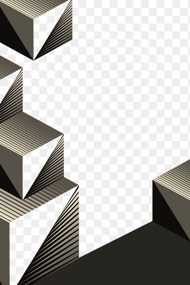 Geometric png border frame, cubic retro graphic design