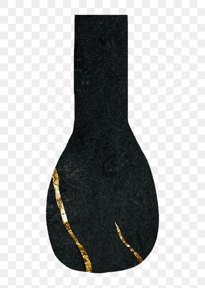 Black vase png clipart, kintsugi pottery design on transparent background