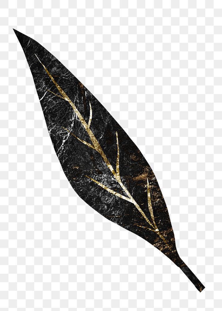 Black leaf png sticker, nature collage element in abstract design on transparent background