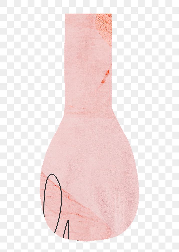 Pink gourd png vase clipart, pottery design on transparent background