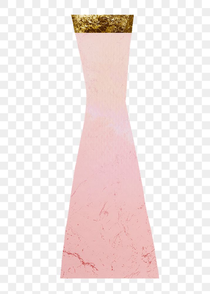 Hourglass shape png vase sticker, pink kintsugi pottery on transparent background