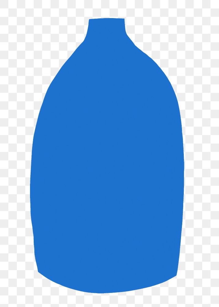 Blue bottle png vase sticker, flat home decor object on transparent background