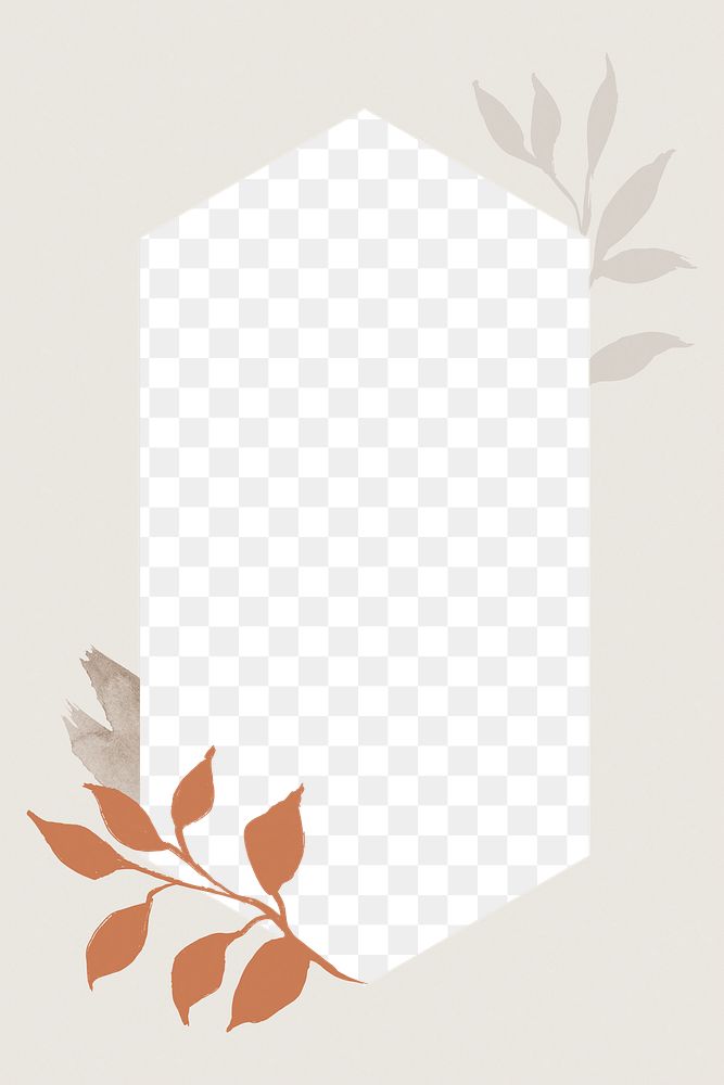 Simple leaf png frame, botanical illustration transparent background