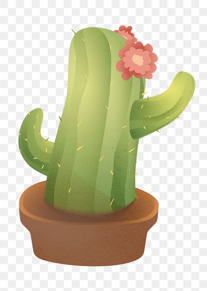 Cactus doodle png sticker, desert plant illustration on transparent background