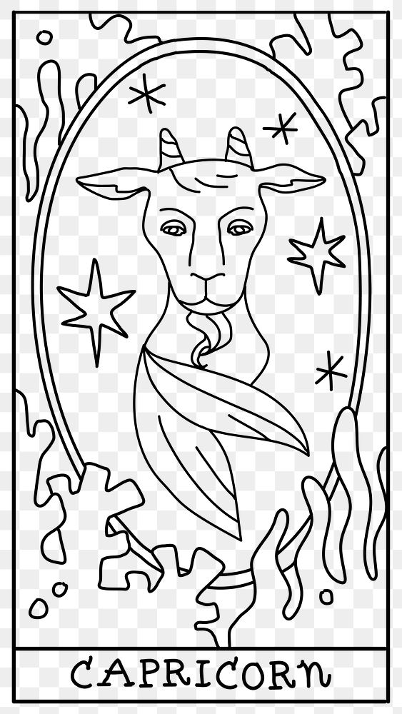 Capricorn png clipart, zodiac tarot card doodle design