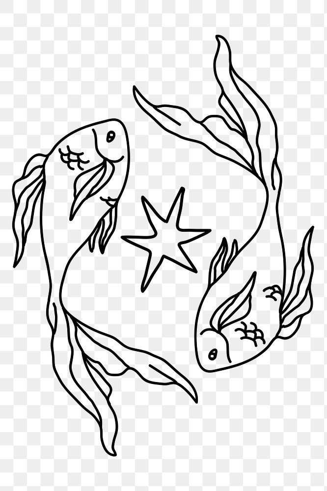 Fish png, zodiac Pisces clipart, transparent background