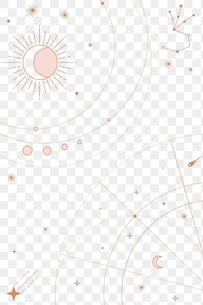 Universe png clipart, simple celestial collage element for bullet journal, transparent background