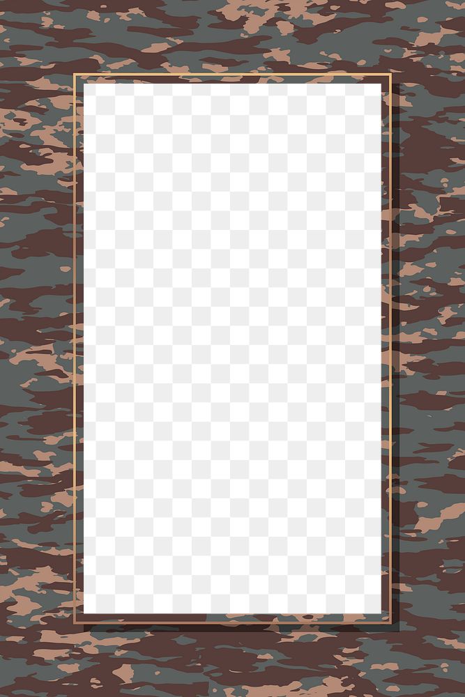 Frame PNG, camo pattern border, transparent military background