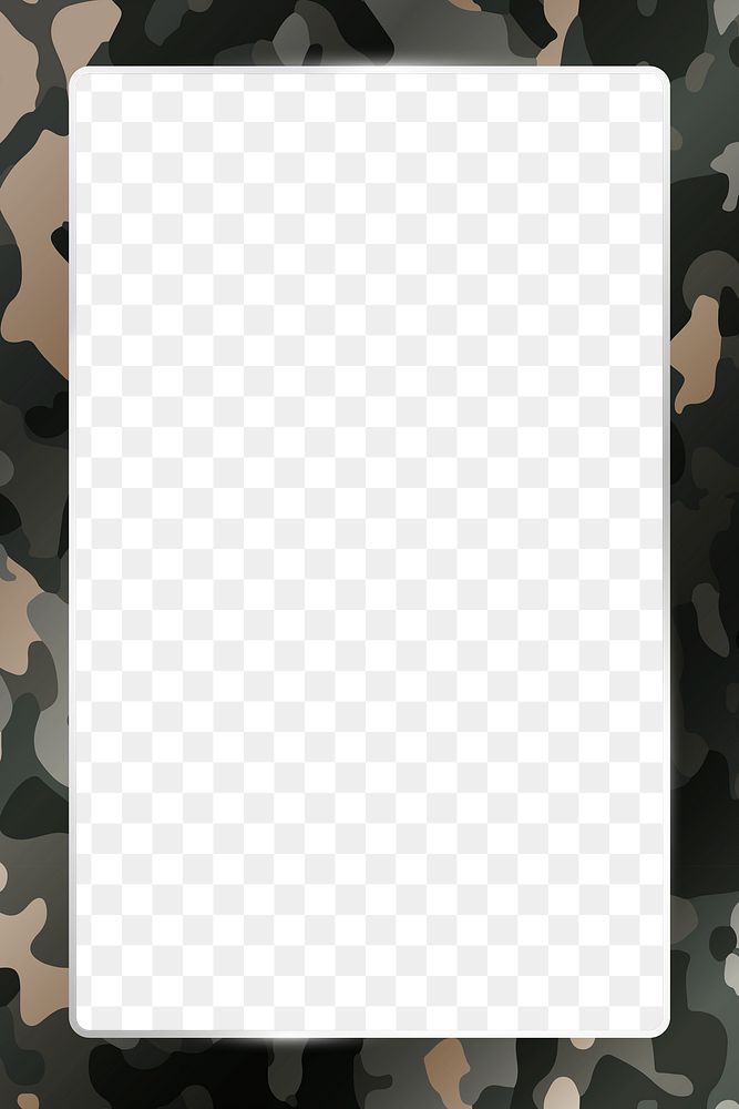 Modern camouflage png frame, aesthetic background, transparent design