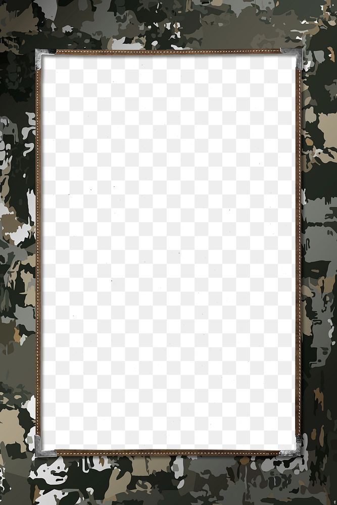 Frame PNG, camo pattern border, transparent army background