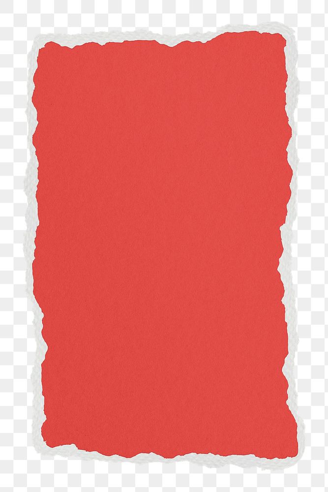 Red paper png sticker, ripped texture on transparent background