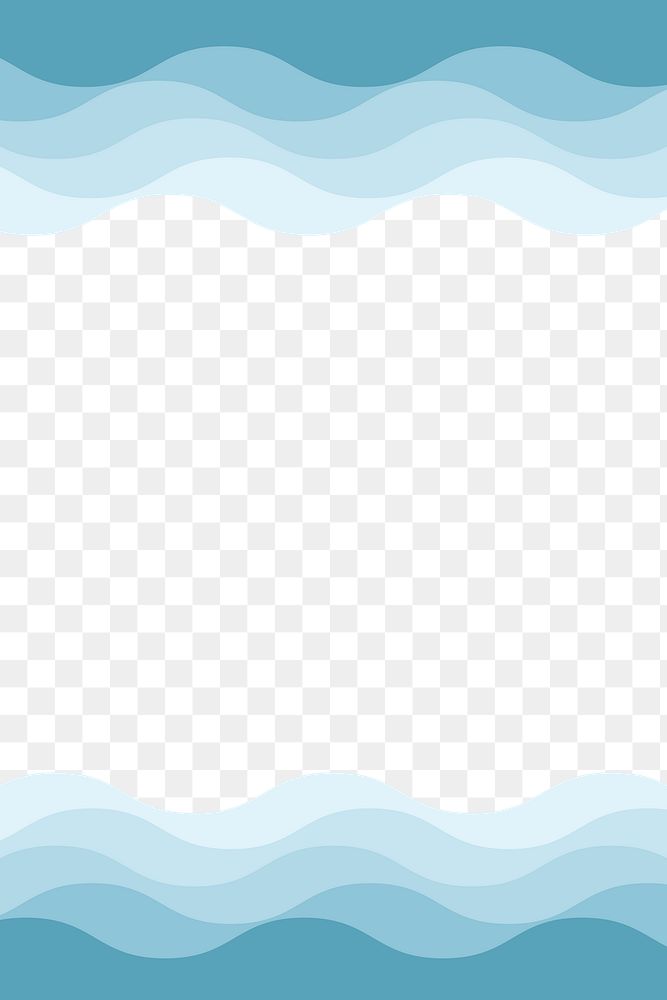 Cute wave border frame png transparent background cartoon style