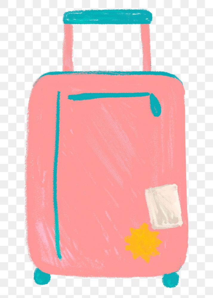 Luggage doodle png sticker, transparent background