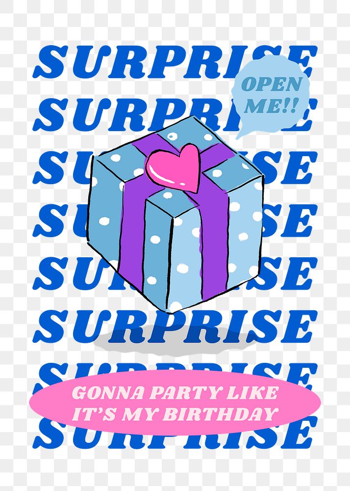 Surprise png word sticker, party illustration clipart , transparent background