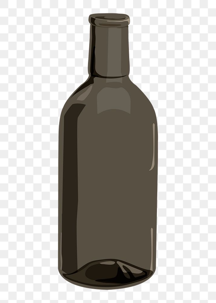 Black glass bottle png sticker, drink illustration design