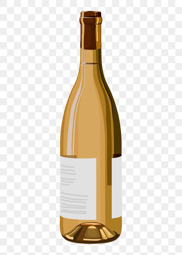 Brown wine bottle png sticker, drink illustration design