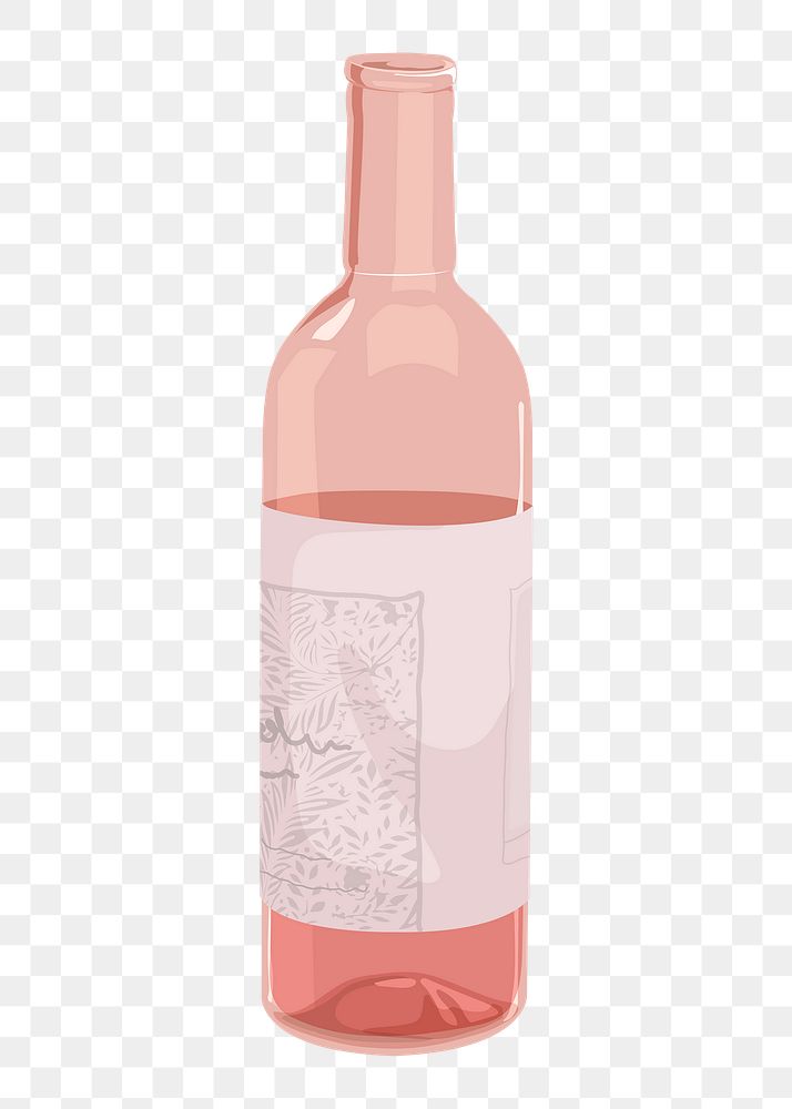 Rose wine bottle png sticker, drink illustration design