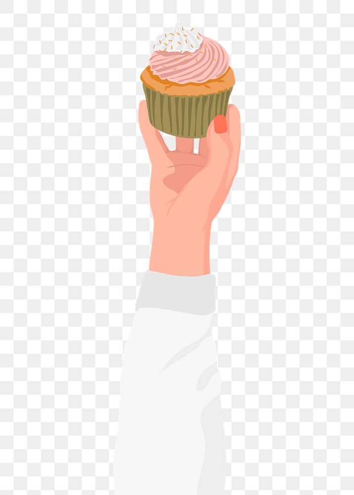 Cupcake png, food sticker, held by woman