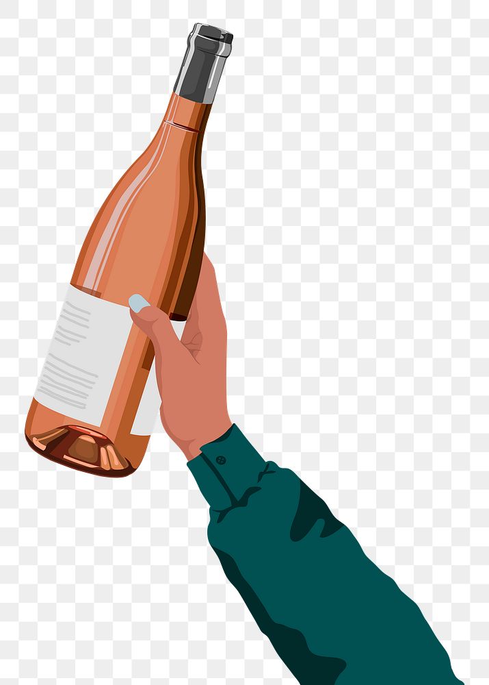 Wine bottle png  sticker, drink illustration design