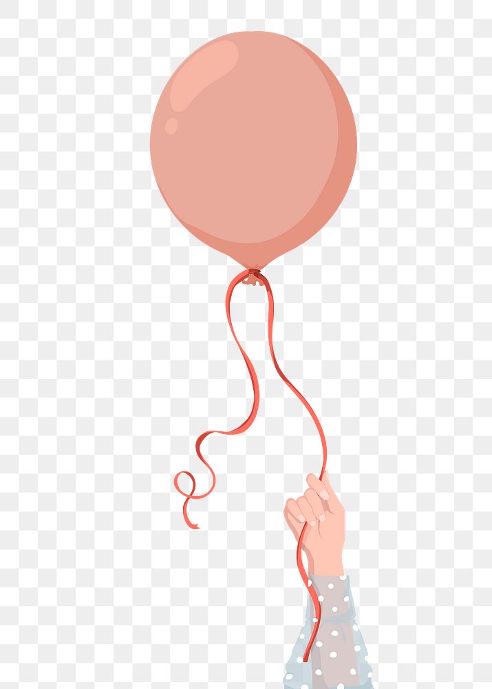 Pink ballon png sticker, held by woman, party illustration design