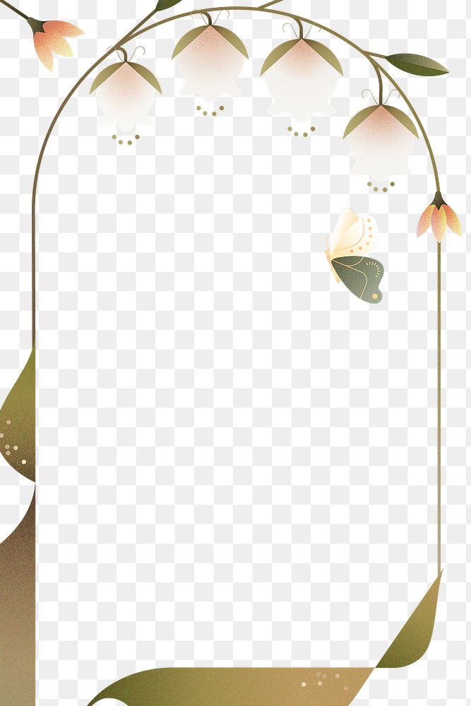 Aesthetic geometric flower frame png, floral, transparent background