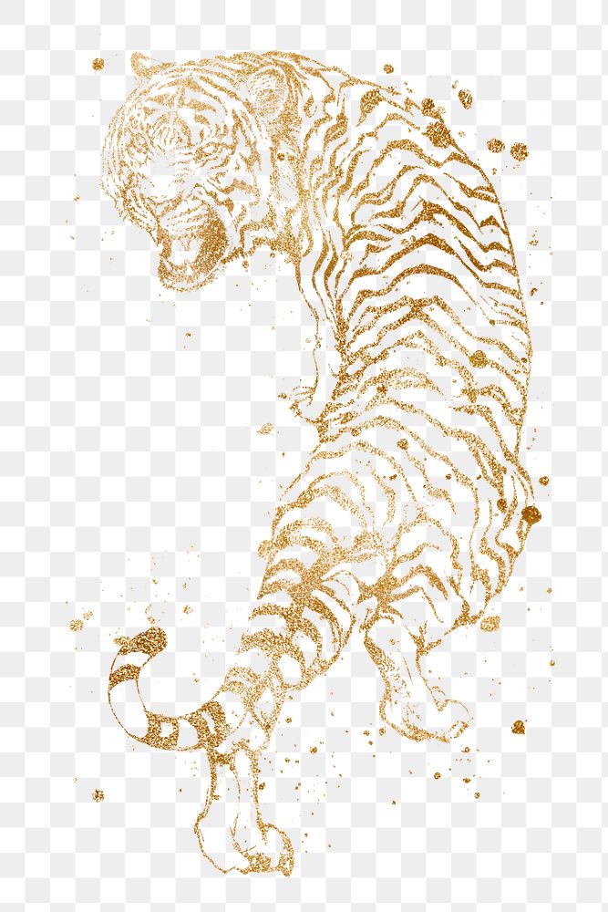 Golden tiger png, zodiac clipart, Chinese new year celebration