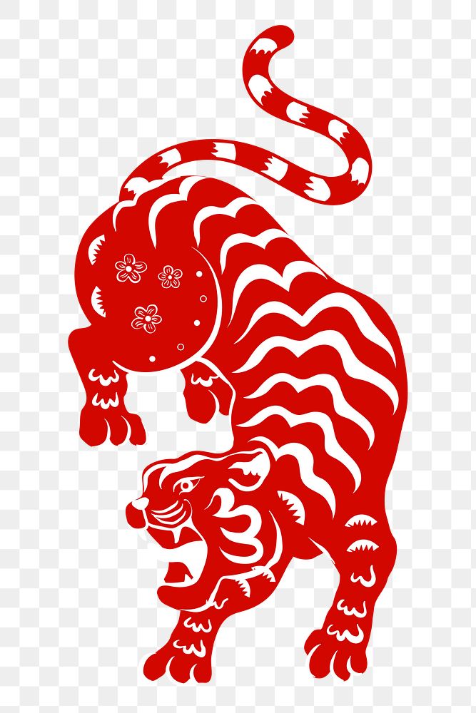 Chinese tiger year  png clipart, red traditional design