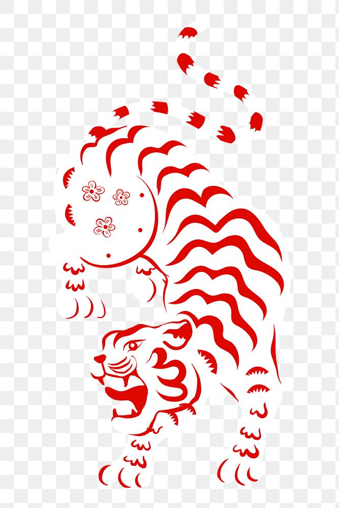 Chinese tiger year png clipart, white traditional design
