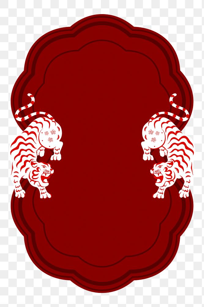 Chinese new year png tiger frame sticker, animal horoscope