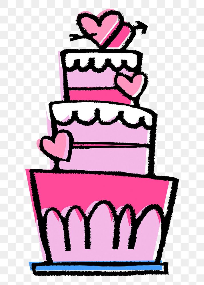 Wedding cake png sticker, Valentine's celebration graphic on transparent background