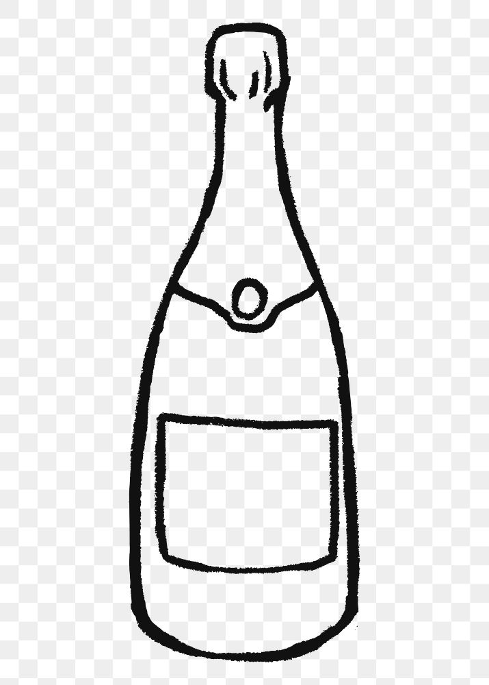 Champagne bottle png sticker, celebration drinks doodle on transparent background