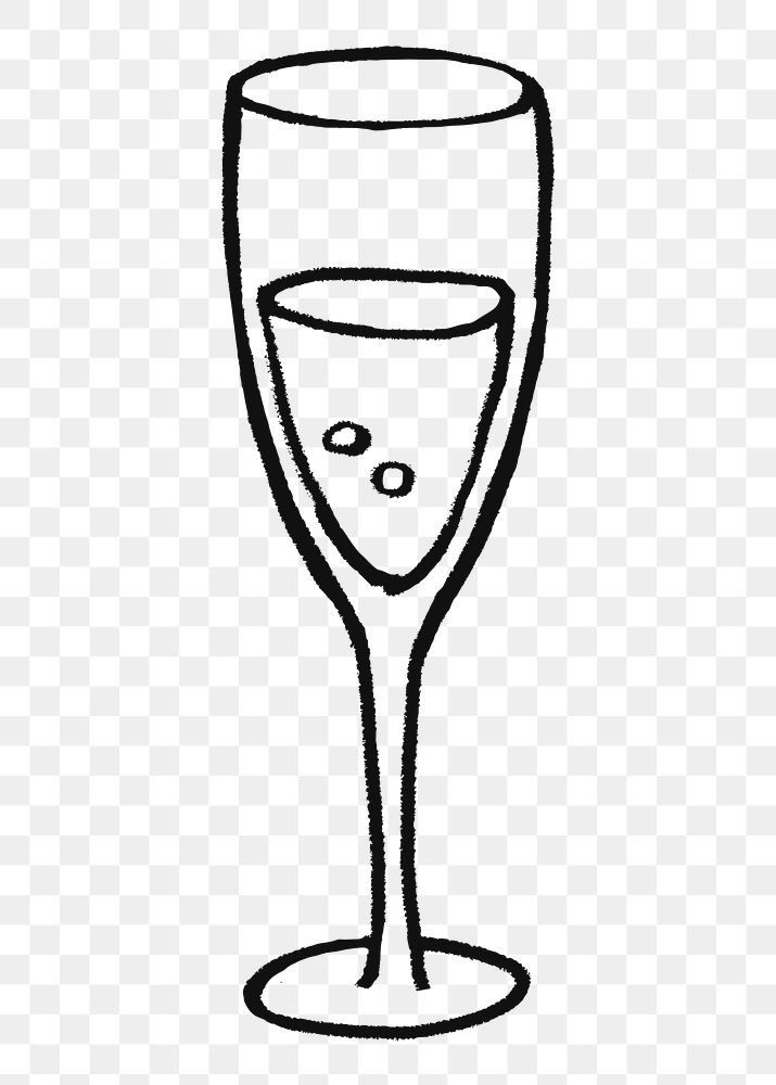 Champagne glass png sticker, celebration drinks doodle on transparent background