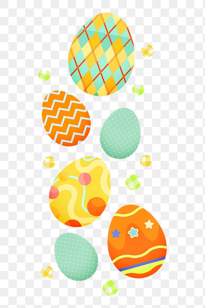 Easter eggs png sticker, cute pattern on transparent background