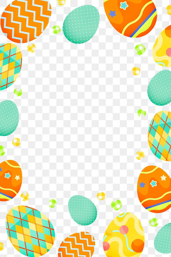 Easter png frame, transparent background in festive pattern design