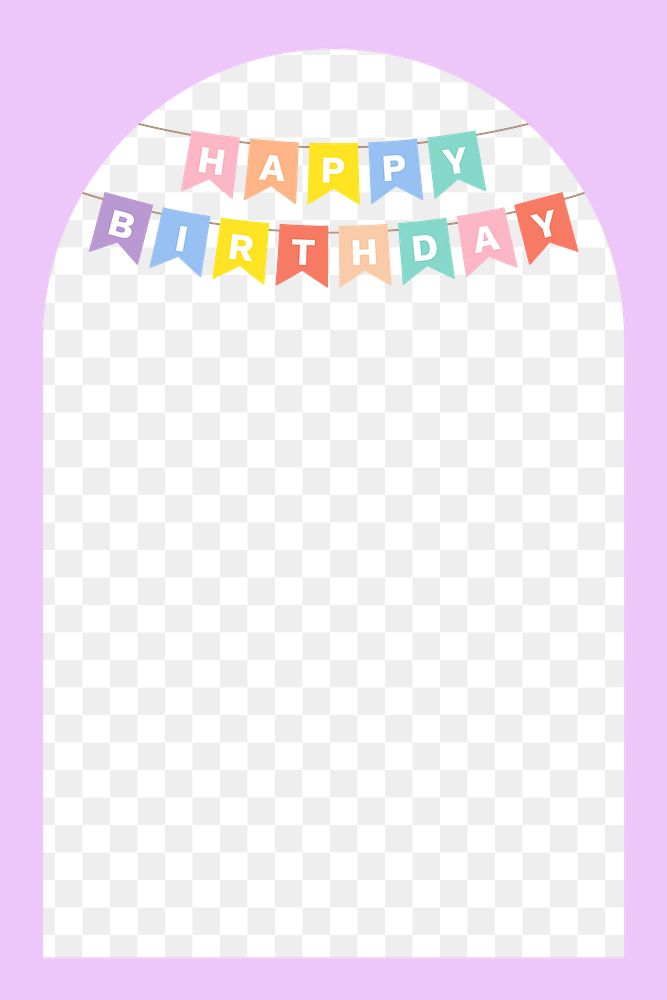 Png arch birthday party frame design, transparent background